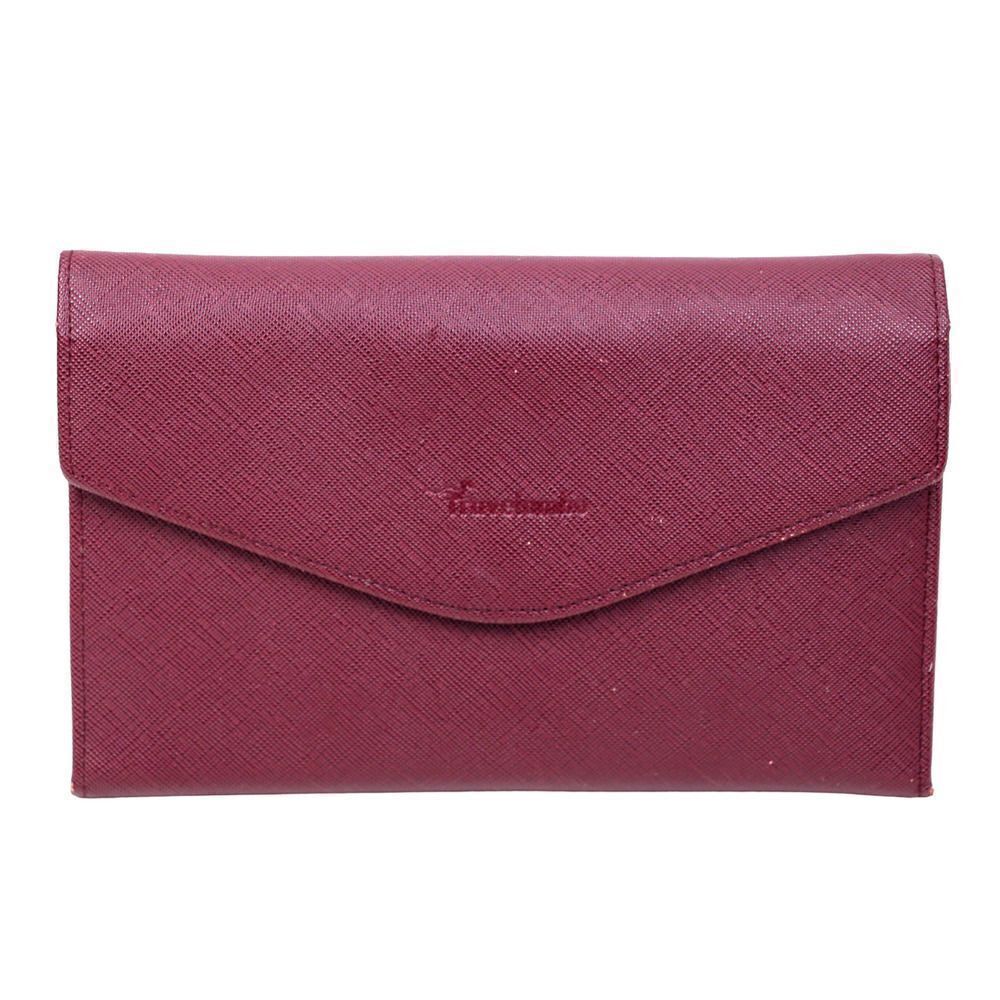 TRAVELAMBO BURGUNDY GENUINE LEATHER ID COIN BILL HOLDER WALLET TRIFOLD CLUTCH